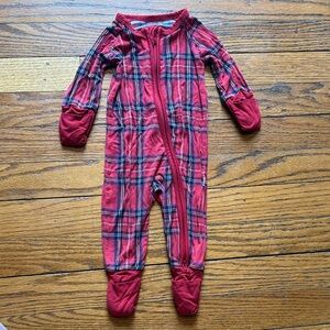 Little Sleepies Red Plaid Kids Footie newborn